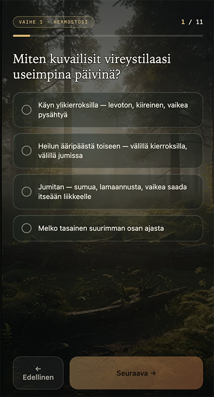 Kartoitusnäkymä sovelluksessa