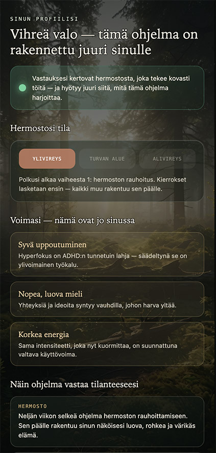 Kartoituksen tulokset sovelluksessa